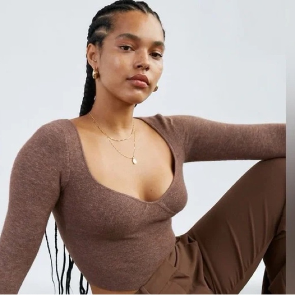 NEW Wilfred Greer Top Brown Long Sleeve Top